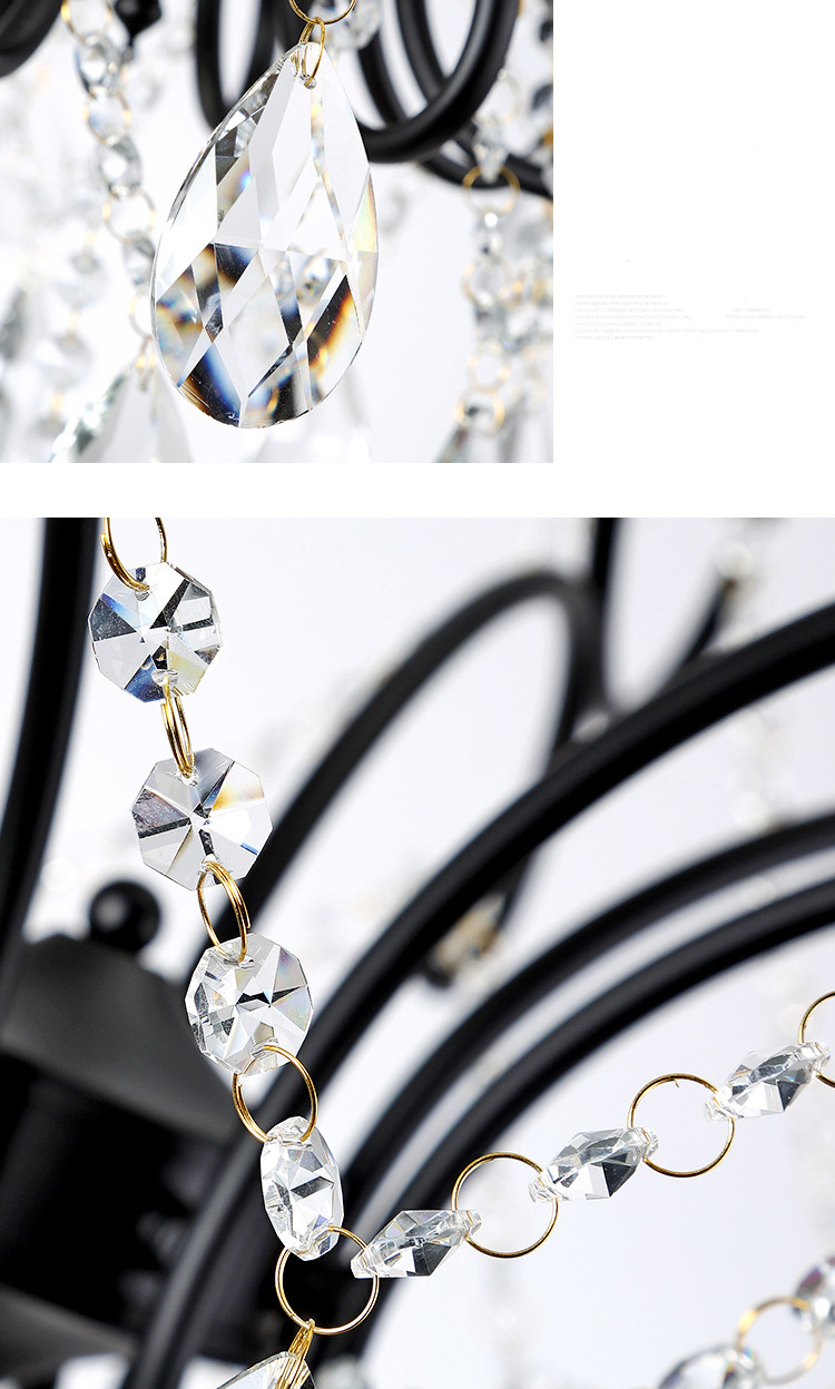 โคมไฟระย้าสไตล์อเมริกันเหล็กดัดแท่งเทียนตกแต่งคริสตัล [D6659]