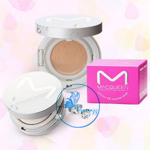 Macqueen Mineral CC Cushion Cover SPF+ PA+++ 13g x 2 # 21 สำหรับผิวขาว รองพื้นชนิดน้ำ พร้อมพัฟในตลับ ให้ผิวเนียนเรียบ ฉ่ำวาว สวยใสสไตล์เกาหลี