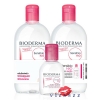 Triple Pack ฉลากไทย คุ้มสุด Bioderma Sensibio (Crealine) H2O 500 mL ขวดชมพู x 2 ขวด มาพร้อมกับขวดพกพาขนาด 100mL