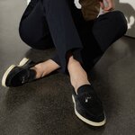 รองเท้า Loro Summer Charms Walk Loafers หนังกลับ สีดำ