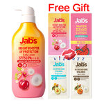 (ขวดส้มเดี่ยว Jabs 450mL สุ่มของแถม 1 ซอง) Jabs Bright Booster UV Protection Body Lotion SPF50 PA+++ 450mL แจ๊บส์ โลชั่นกันแดดบำรุงผิวกาย