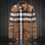 เสื้อเชิ้ตแขนยาวชาย bb brit สีน่ำตาล size m, xl