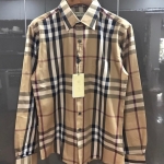 เสื้อเชิ้ตแขนยาวชาย bb สีน้ำตาลอ่อนลายตาราง size M - xxl