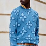 เสื้อ sweater สเวตเตอร์ lv free size unisex สีดำ ฟ้า