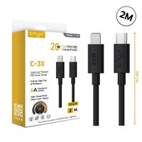 สายชาร์จ [ยาว 2 เมตร] Enyx C-3X ชาร์จเร็ว 6A PD 20W (Type C-iPhone) - สีดำ