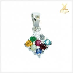 จี้นพเก้า จี้พลอยนพเก้า เงินแท้ ชุบทองคำขาว