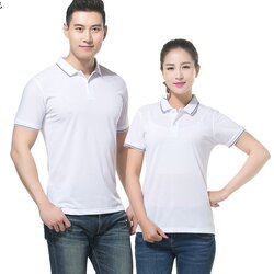 P6012007 เสื้อฟอร์มพนักงาน เสื้อยืดปกโปโล เสื้อโปโลสีขาว P6012007