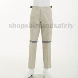 กางเกงช่างผ้าเวสปอยท์สีครีมติดสะท้อนแสง