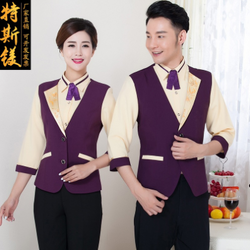 เสื้อกั๊กในตัวพนักงานไนท์คลับ KTV บาร์และเครื่องแต่งกายพนักงานหญิงเครื่องแบบเสื้อกั๊กโรงแรม K6707001 ม่วง ดำ M-3XL