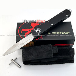 มีดสปริงขนาดกลาง Microtech (New Ultratech) คมเดียว ใบเงิน Combat Troodon 00556 Automatic Knife