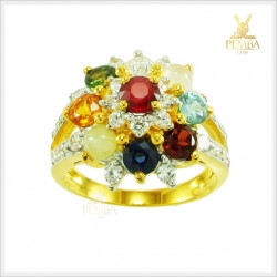 แหวนทองนพเก้าแท้ ทรงดอกไม้ โดดเด่นเต็มๆ นิ้ว (สามารถสั่งทำได้ค่ะ)