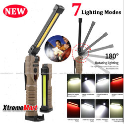 ไฟฉายโคมพับได้ COB Work Lights แสงขาว + แสงเหลือง + แสงแดง หมุนได้ 180องศา พร้อมแม่เหล็กและที่แขวน สำหรับซ่อมรถ ตั้งแคมป์