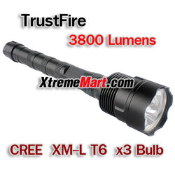 ไฟฉาย Trustfire 3800 Lumens CREE XM-L T6 x 3 หลอด LED Flashlight