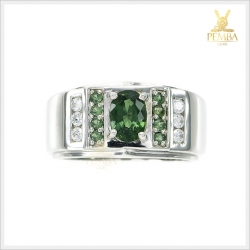 แหวนเขียวส่องแท้ เงินแท้925 ชุบทองคำขาว ใส่เสริมเพิ่มความมั่นใจ