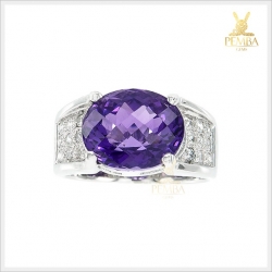 แหวนอเมทิสต์แท้ เหลี่ยมสับปะรด สุดเท่ไม่เหมือนใคร โดดเด่นเต็มๆ นิ้ว