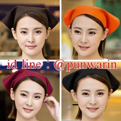 หมวกเชฟ หมวกพ่อครัว หมวกแม่ครัว หมวกพนักงานเสริฟ ผ้าสามเหลี่ยมโพกหัว H6212003 สีภาพ ONE SIZE