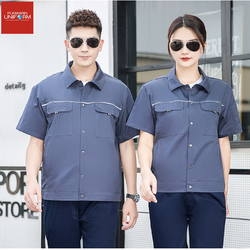 ชุดช่างแขนสั้น รุ่นท็อปหนึ่งในร้อย เนื้อผ้าคอมทวิล ระบายอากาศได้ดี ไม่ร้อน น้ำหนักเบา M6806002 สีภาพ S-4XL