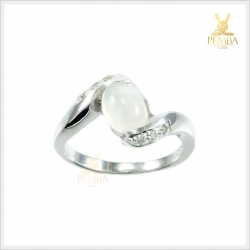 แหวนมุกดาหาร แหวนมูนสโตน เงินแท้ ชุบทองคำขาว