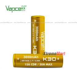แบตเตอรี่ VAPCELL 18350 K30 3000mAh สีทอง(ของเเท้100%) ราคาต่อ 1ก้อน (หากสั่ง2ก้อนจะเเถมกระเป๋าใส่แบต)