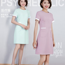 S6204006 ชุดพนักงานนวดสปา ชุดพนักงานเสริมสวย ชุดทำงาน ชุดสูท S6204006 สีภาพ S-4XL