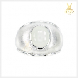 แหวนมุกดาหารแท้ ทรงหลังเบี้ย เงินท้แ925 เรียบดีมีสไตล์ สุขุมนุ่มลึก