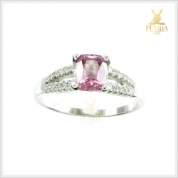 แหวนพิงค์สปิเนลแท้ สีชมพูใสไฟดี น่ารักๆ เงินแท้925 แหวนพลอยแท้