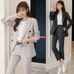 ชุดสูทสาวออฟฟิคสไตล์อังกฤษกระดุมแถวเดียว ีUP6305002 สีภาพ S-XL