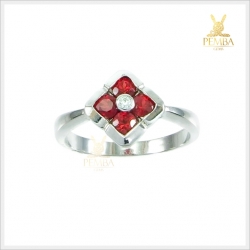 แหวนออเร้นท์แซฟไฟร์แท้ (ซองเจีย) ดีไซน์รูปดอกไม้สุดเก๋ แหวนพลอยแท้