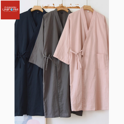 ชุดอบไอน้ำ ร้านเสริมสวย ชุดซาวน่า บำบัดเท้า นวดอาบน้ำ ชุดคลุมอาบน้ำ ชุดออนเซน ชุดนอนอยู่บ้าน พิมพ์โลโก้ได้ตามต้องการ unisex สำเนา U6805003 สีภาพ M L XL