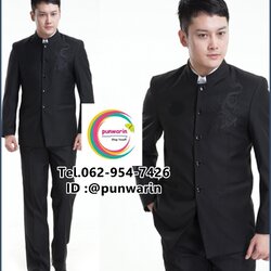 ชุดสูทผู้ชายสีดำ ชุดพนักงานต้อนรับโรงแรม ชุดพนักงานขับรถโรงแรมออฟฟิคชาย TO6404005 ดำ XS -3XL