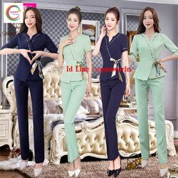 ชุดพนักงานนวดสปา ชุดพนักงานเสริมสวย ชุดพนักงานคลีนิคความงาม คลีนิคศัลยกรรม S6310002 กรมท่า เขียวอ่อน S-3XL