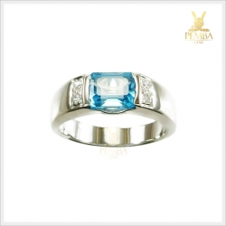 แหวนสวิสบลูโทแพซแท้ เงินแท้925 ชุบทองคำขาว นำความโชคดีมาสู่เจ้าของ