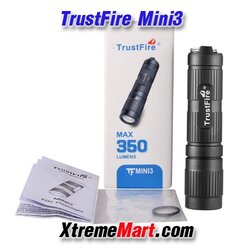 ไฟฉาย TrustFire MINI3 CA18-3X LED Glare Small Flashlight Keychain (*แถมฟรี แบตอัลคาไลน์ AAA 1 ก้อน) 350lm - Black