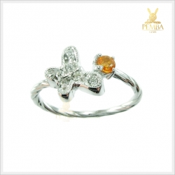 แหวนบุษราคัมแท้ เงินแท้925 ตัวเรือนดีไซน์รูปผีเสื้อสุดเก๋ แหวนพลอยแท้