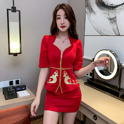 ชุดพนักงานไนท์คลับ,แอร์โอสเตส,ต้อนรับ,ชุดพนักงานโรงหนัง,ชุดพนักงานโรงละคร N6501006 สีภาพ SM L XL XXL 3XL