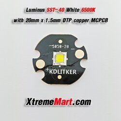 หลอด LED Luminus SST-40 ขนาด 20mm แสงขาว 6500K ฐานทองแดง