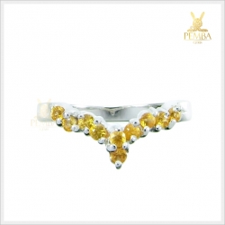 แหวนบุษราคัมแท้ เงินแท้925 ชุบทองคำขาว ใส่ติดนิ้วเก๋ๆ แหวนพลอยแท้