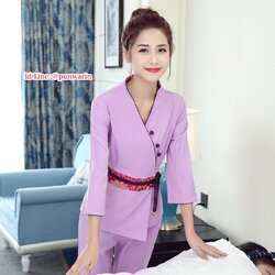 ชุดพนักงานนวดสปา ชุดพนักงานเสริมสวย ชุดทำงาน ชุดสูท ชุดฟอร์มพนักงาน T6308004 กรมท่า ม่วง ชมพู ดำ s-4xL