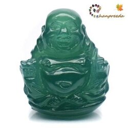 Natural Chalcedony (Chrome) พลอยโมรา แกะสลัก Carving รูปพระสังกัจจายน์ หนัก 15.34 กะรัต สีเขียวเข้ม สี top สีเหมือนหยก มองตาเปล่าไม่มีตำหนิ แกะสลักสวย