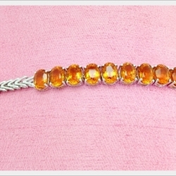 สร้อยข้อมือซิทรินแท้ เงินแท้ ชุบทองคำขาว