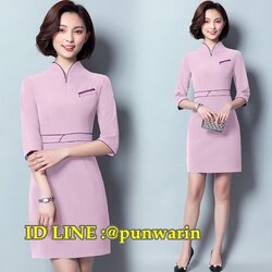 ชุดพนักงานคลินิค ชุดพนักงานเครื่องสำอางค์ ชุดยูนิฟอร์มพนักงานต้อนรับคลีนิค T6103001