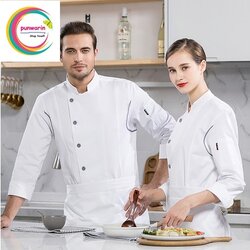 เสื้อเชฟ เสื้อพ่อครัว เสื้อแม่ครัว เสื้อพนักงานทำอาหาร เสื้อกุ๊ก C6503006 ขาว ดำ M-4XL