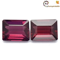 Couple Rhodolite พลอยโรโดไลท์ สี่เหลี่ยมตัดมุมคู่ น้ำหนักรวม 6.31 กะรัต สีชมพูเข้มออกแดง สีใกล้เคียงกัน มองตาเปล่าเนื้อสะอาดไม่มีตำหนิ รูปร่างสวย