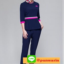 ชุดพนักงานคลินิคชุดพนักงานเครื่องสำอางค์ชุดยูนิฟอร์มพนักงานต้อนรับแอร์โอสเตส NL6512021