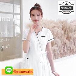 ชุดพนักงานนวดสปา ชุดพนักงานเสริมสวย ชุดทำงาน ชุดสูท ชุดฟอร์มพนักงาน S6510011 ชมพู ดำ ขาว S-4XL