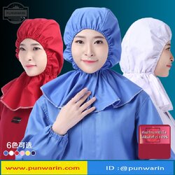 โรงงานผลิตอาหาร ผ้าคลุมไร้ฝุ่น การกำจัดฝุ่น หมวกไร้ฝุ่น ผ้าฝ้ายโพลีฯ H6502003 ขาว ชมพู ONE SIZE