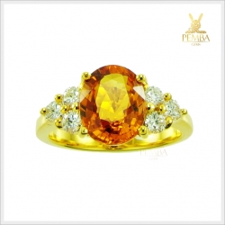 แหวนบุษราคัมแท้ สีเหลืองทองเพชรแท้ (สามารถสั่งทำได้ค่ะ)