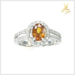 แหวนเพทายแท้ สีเหลืองทอง สวยใสน้ำงาม เงินแท้925 แหวนพลอยแท้