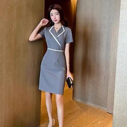 ชุดพนักงานไนท์คลับ,เฮลท์คลับ ช่างเสริมสวย สปา สูทมืออาชีพ สลิมมิ่ง แช่เท้า ซาวน่า ช่างเทคนิค เสื้อผ้าทำงาน หญิง S6608004 สีภาพ S-3XL