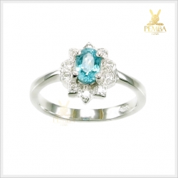 แหวนเพทายแท้ สีฟ้าสวยใสดั่งน้ำทะเล ใส่เสริมเพิ่มความมั่นใจ แหวนพลอยแท้